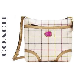 💜COACH PLAID HERITAGE PEYTON TATTERSALL CROSSBODY BAG